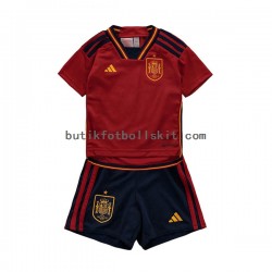Spanien Barn Hemma Matchtröja World Cup 2022 Kortärmad
