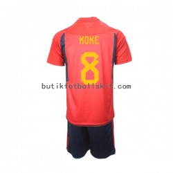 Spanien Koke 8 Barn Hemma Matchtröja World Cup 2022 Kortärmad