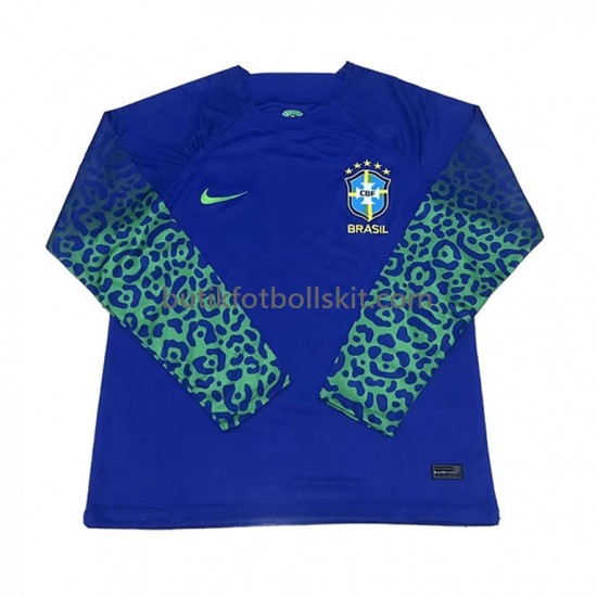 Brasilien Män Borta Matchtröja World Cup 2022 Långärmad