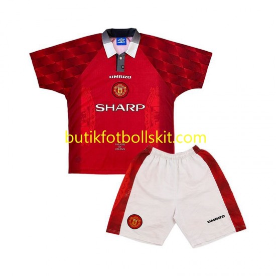Manchester United 1996 Retro Barn Hemma Matchtröja Kortärmad